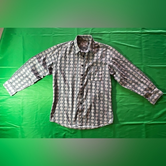 Club Room  Marco Polo .Dress Shirt Mens Medium 15-15 1/2 Beige & Green - Picture 4 of 16